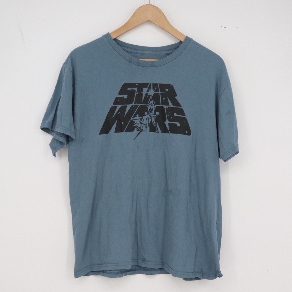 Mad Engine T-Shirt Mens L Star Wars Episode IV A New Hope Blue Graphic Fair